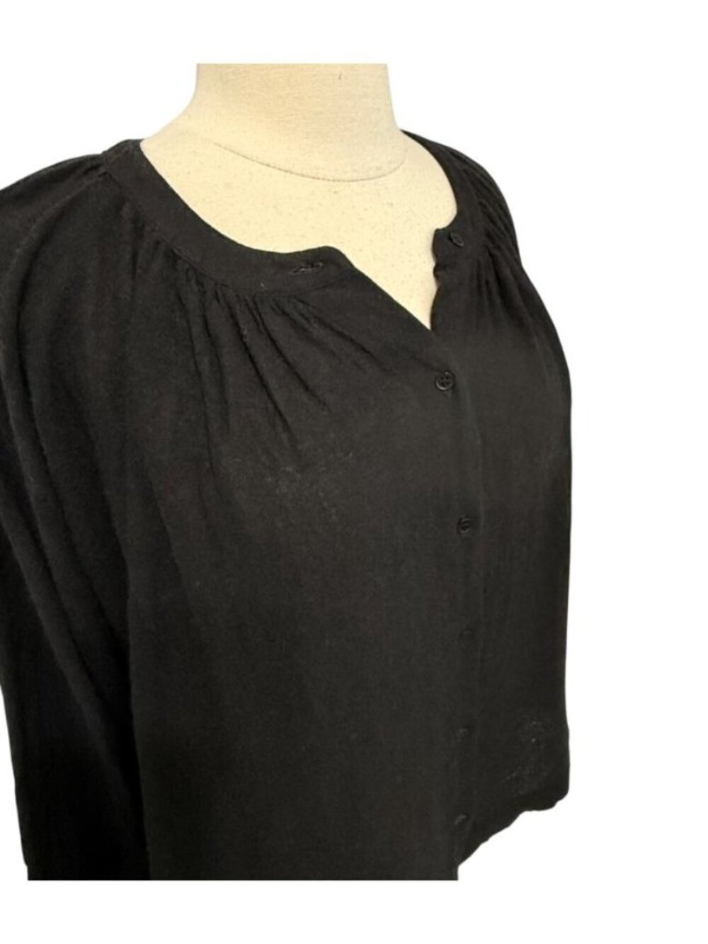 Jenni Kayne Womens Willow Blouse Top Viscose Wool Blend Black Long Sleeve Size M - Picture 4 of 10